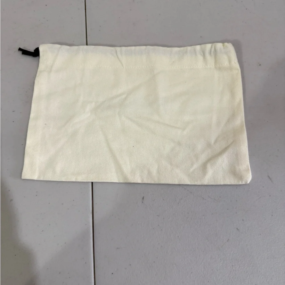 Fendi Cream Drawstring Pouch with Black Logo Text